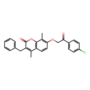 3-benzyl-7-[2-(4-chlorophenyl)-2-oxoethoxy]-4,8-dimethyl-2H-chromen-2-one structure