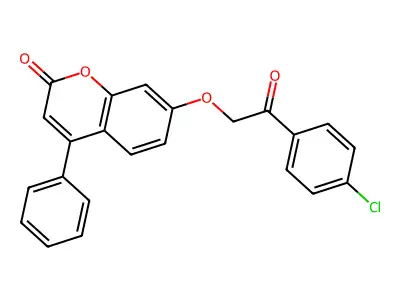 7-[2-(4-chlorophenyl)-2-oxoethoxy]-4-phenyl-2H-chromen-2-one structure