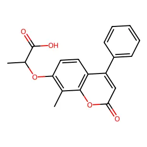 2-[(8-methyl-2-oxo-4-phenyl-2H-chromen-7-yl)oxy]propanoic acid structure