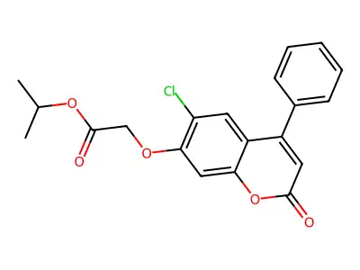 Methylethyl 2-(6-chloro-2-oxo-4-phenylchromen-7-yloxy)acetate structure