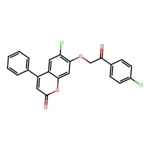 6-chloro-7-[2-(4-chlorophenyl)-2-oxoethoxy]-4-phenyl-2H-chromen-2-one structure