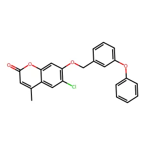 6-chloro-4-methyl-7-[(3-phenoxybenzyl)oxy]-2H-chromen-2-one structure