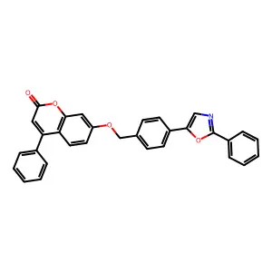 4-phenyl-7-{[4-(2-phenyl-1,3-oxazol-5-yl)benzyl]oxy}-2H-chromen-2-one structure