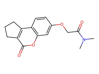 N,N-dimethyl-2-({4-oxo-1H,2H,3H,4H-cyclopenta[c]chromen-7-yl}oxy)acetamide structure