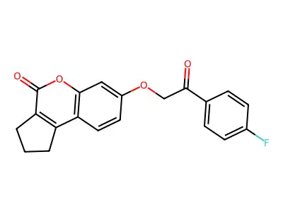 7-[2-(4-fluorophenyl)-2-oxoethoxy]-2,3-dihydro-1H-cyclopenta[c]chromen-4-one structure