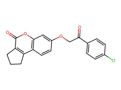 7-[2-(4-chlorophenyl)-2-oxoethoxy]-2,3-dihydrocyclopenta[c]chromen-4(1H)-one structure