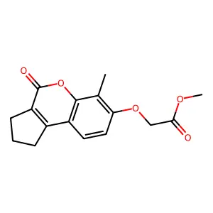 Methyl [(6-methyl-4-oxo-1,2,3,4-tetrahydrocyclopenta[c]chromen-7-yl)oxy]acetate structure