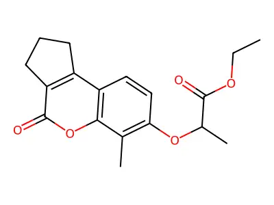 ethyl 2-[(6-methyl-4-oxo-1,2,3,4-tetrahydrocyclopenta[c]chromen-7-yl)oxy]propanoate structure