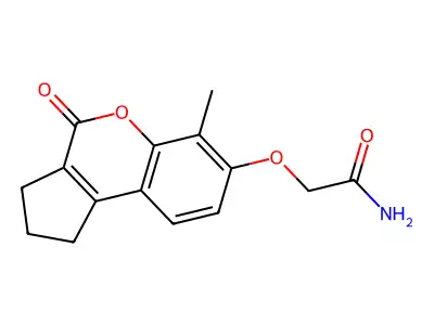 2-[(6-methyl-4-oxo-2,3-dihydro-1H-cyclopenta[c]chromen-7-yl)oxy]acetamide structure