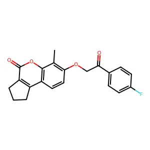 7-[2-(4-fluorophenyl)-2-oxoethoxy]-6-methyl-2,3-dihydrocyclopenta[c]chromen-4(1H)-one structure