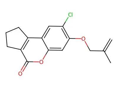 8-chloro-7-[(2-methylallyl)oxy]-2,3-dihydrocyclopenta[c]chromen-4(1H)-one structure
