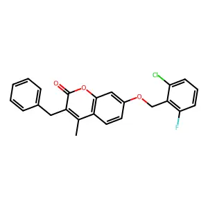 3-benzyl-7-[(2-chloro-6-fluorobenzyl)oxy]-4-methyl-2H-chromen-2-one structure