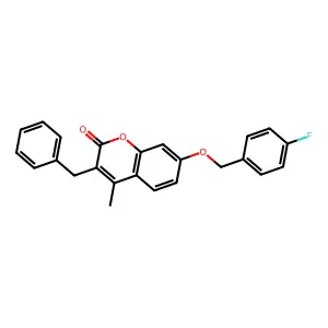 3-benzyl-7-[(4-fluorobenzyl)oxy]-4-methyl-2H-chromen-2-one structure