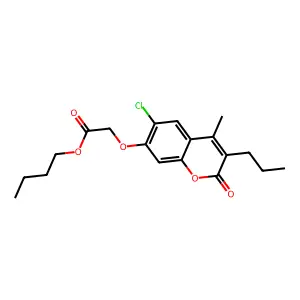 butyl [(6-chloro-4-methyl-2-oxo-3-propyl-2H-chromen-7-yl)oxy]acetate structure