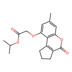 isopropyl [(7-methyl-4-oxo-1,2,3,4-tetrahydrocyclopenta[c]chromen-9-yl)oxy]acetate structure