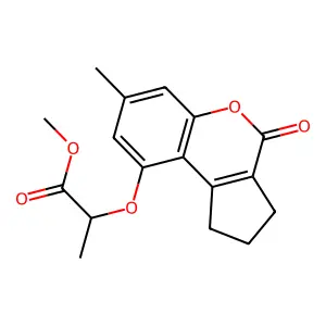 methyl 2-[(7-methyl-4-oxo-1,2,3,4-tetrahydrocyclopenta[c]chromen-9-yl)oxy]propanoate structure
