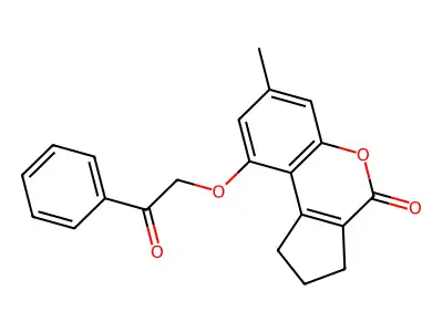 7-methyl-9-(2-oxo-2-phenylethoxy)-2,3-dihydrocyclopenta[c]chromen-4(1H)-one structure