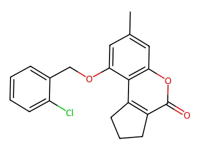 9-[(2-chlorobenzyl)oxy]-7-methyl-2,3-dihydrocyclopenta[c]chromen-4(1H)-one structure