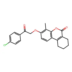 3-[2-(4-chlorophenyl)-2-oxoethoxy]-4-methyl-7,8,9,10-tetrahydro-6H-benzo[c]chromen-6-one structure