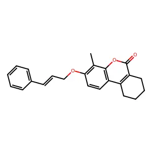 4-methyl-3-{[(E)-3-phenyl-2-propenyl]oxy}-7,8,9,10-tetrahydro-6H-benzo[c]chromen-6-one structure