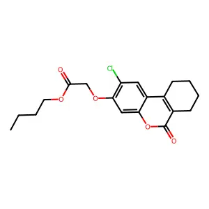 butyl [(2-chloro-6-oxo-7,8,9,10-tetrahydro-6H-benzo[c]chromen-3-yl)oxy]acetate structure