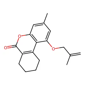 3-methyl-1-[(2-methylallyl)oxy]-7,8,9,10-tetrahydro-6H-benzo[c]chromen-6-one structure
