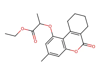 Ethyl 2-[(3-methyl-6-oxo-7,8,9,10-tetrahydrobenzo[c]chromen-1-yl)oxy]propanoate structure
