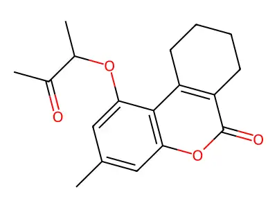3-methyl-1-(1-methyl-2-oxopropoxy)-7,8,9,10-tetrahydro-6H-benzo[c]chromen-6-one structure