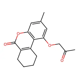 3-methyl-1-(2-oxopropoxy)-7,8,9,10-tetrahydro-6H-benzo[c]chromen-6-one structure