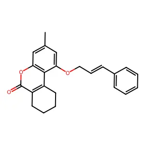 1-(cinnamyloxy)-3-methyl-7,8,9,10-tetrahydro-6H-benzo[c]chromen-6-one structure