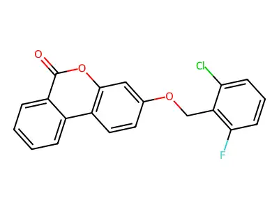 3-[(2-chloro-6-fluorobenzyl)oxy]-6H-benzo[c]chromen-6-one structure