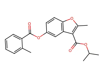 Isopropyl 2-methyl-5-((2-methylbenzoyl)oxy)benzofuran-3-carboxylate structure