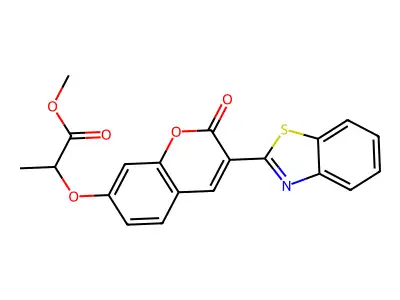 methyl 2-{[3-(1,3-benzothiazol-2-yl)-2-oxo-2H-chromen-7-yl]oxy}propanoate structure