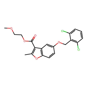 2-methoxyethyl 5-[(2,6-dichlorophenyl)methoxy]-2-methyl-1-benzofuran-3-carboxylate structure