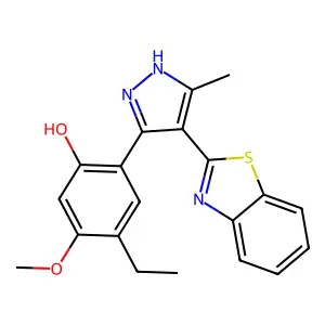 2-[4-(1,3-benzothiazol-2-yl)-5-methyl-1H-pyrazol-3-yl]-4-ethyl-5-methoxyphenol structure