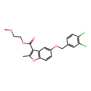 2-methoxyethyl 5-[(3,4-dichlorophenyl)methoxy]-2-methyl-1-benzofuran-3-carboxylate structure