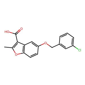 5-[(3-Chlorophenyl)methoxy]-2-methyl-1-benzofuran-3-carboxylic acid structure