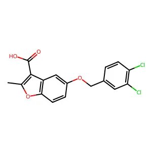 5-[(3,4-Dichlorophenyl)methoxy]-2-methyl-1-benzofuran-3-carboxylic acid structure