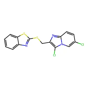 2-(((3,6-Dichloroimidazo[1,2-a]pyridin-2-yl)methyl)thio)benzo[d]thiazole structure