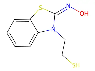 (2E)-3-(2-mercaptoethyl)-1,3-benzothiazol-2(3H)-one oxime structure