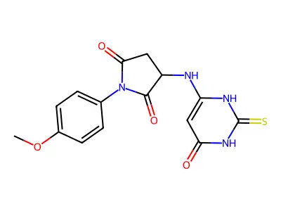 3-((6-HO-2-Mercapto-4-pyrimidinyl)amino)-1-(4-methoxyphenyl)2,5-pyrrolidinedione structure