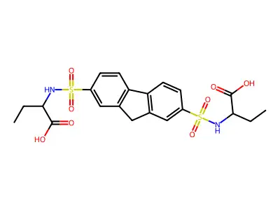 2-[7-(1-Carboxy-propylsulfamoyl)-9H-fluorene-2-sulfonylamino]-butyric acid structure