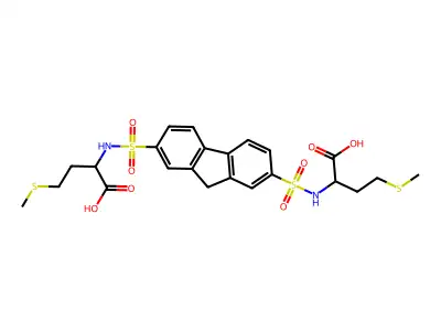 2,2'-((9H-Fluorene-2,7-disulfonyl)bis(azanediyl))bis(4-(methylthio)butanoicacid) structure