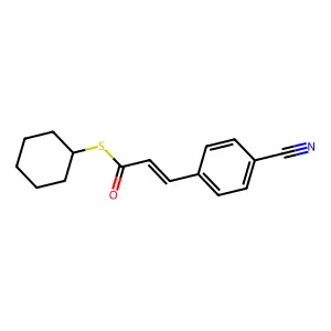S-cyclohexyl 3-(4-cyanophenyl)prop-2-enethioate structure