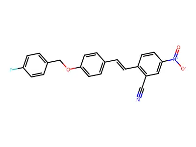 2-[2-[4-[(4-Fluorophenyl)methoxy]phenyl]ethenyl]-5-nitrobenzonitrile structure