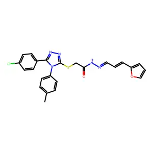 2-((5-(4-Chlorophenyl)-4-(p-tolyl)-4H-1,2,4-triazol-3-yl)thio)-N'-(3-(furan-2-yl)allylidene)acetohydrazide structure