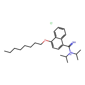 1-Naphthamidine, N,N-diisopropyl-4-octyloxy-, monohydrochloride structure