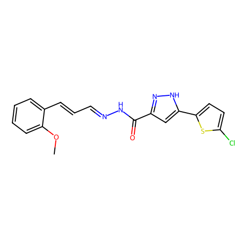 3-(5-CL-2-Thienyl)N'-(3-(2-meo-PH)-2-propenylidene)-1H-pyrazole-5-carbohydrazide structure