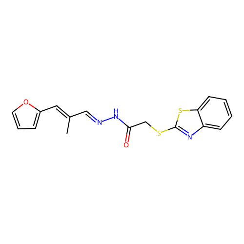 2-(1,3-Benzothiazol-2-ylthio)N'-(3-(2-furyl)-2-ME-2-propenylidene)acetohydrazide structure