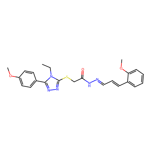 2-{[4-ethyl-5-(4-methoxyphenyl)-4H-1,2,4-triazol-3-yl]sulfanyl}-N'-[(1E,2E)-3-(2-methoxyphenyl)prop-2-en-1-ylidene]acetohydrazide structure